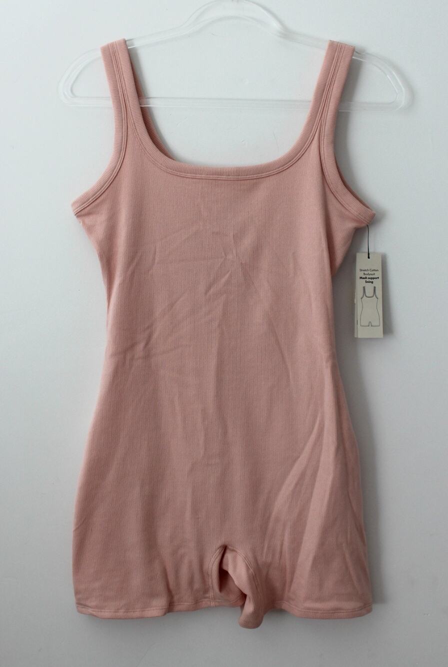 No Boundaries Womens Cotton Stretch Ribbed Cozy Romper Pink Multisize NWT